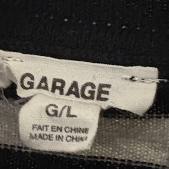 Garage Black and Gray Striped crop Top, long sleeve turtleneck size large - Picture 2 of 6